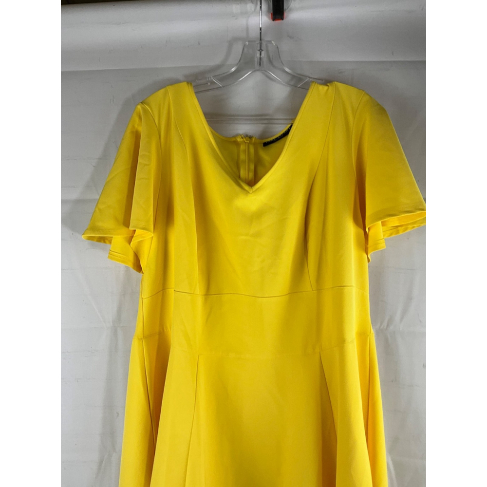 Lane Bryant Yellow Flutter Sleeve V-Neck High-Low Dress Size 18 Flowy Maxi New - Picture 3 of 5